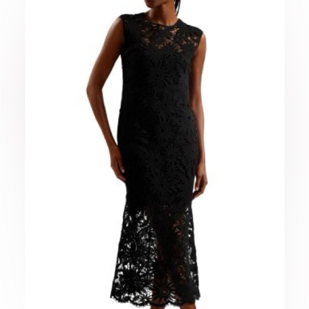 Ted Baker Black Crochet Lace Sleeveless Dress